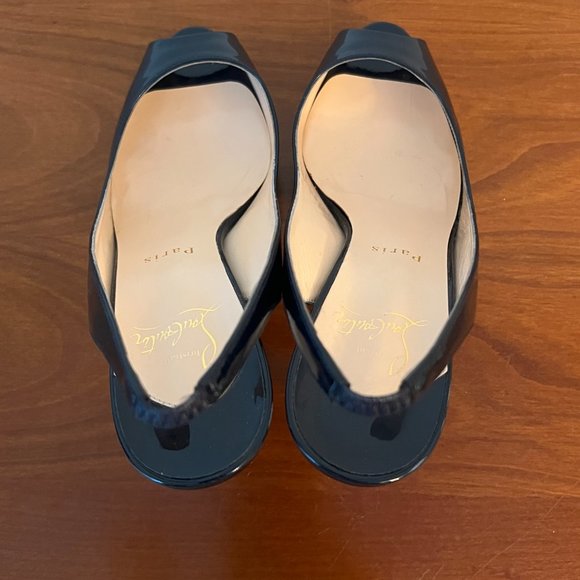 Christian Louboutin Black Patent Slingback Prive Heels Size US 6.5 - Picture 9 of 10